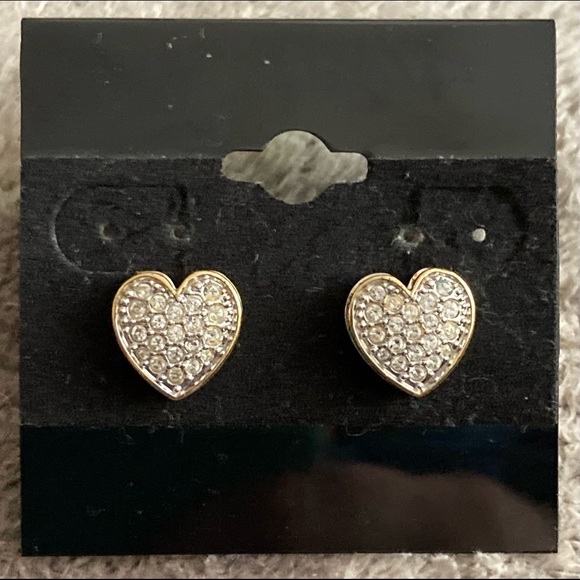SWAROVSKI Signed Gold Tone Pavel Crystal Heart Earrings - Picture 12 of 15